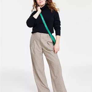 Wide plaid trouser tiny sequins